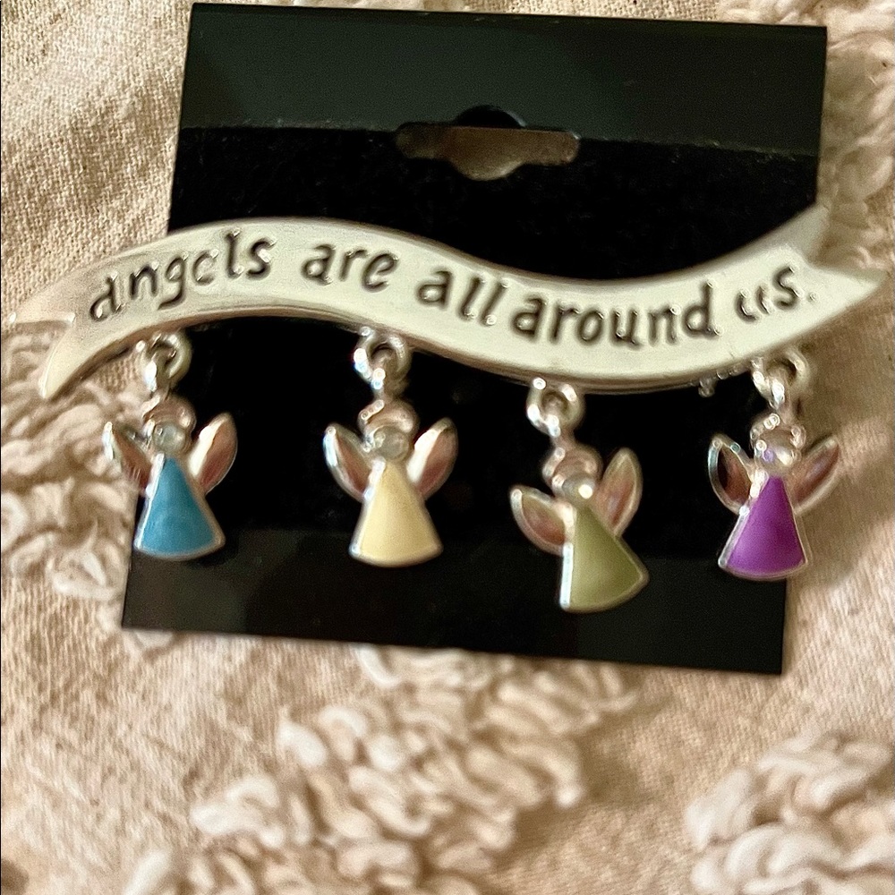 “Angels are all around us” Silver Pin/Brooch